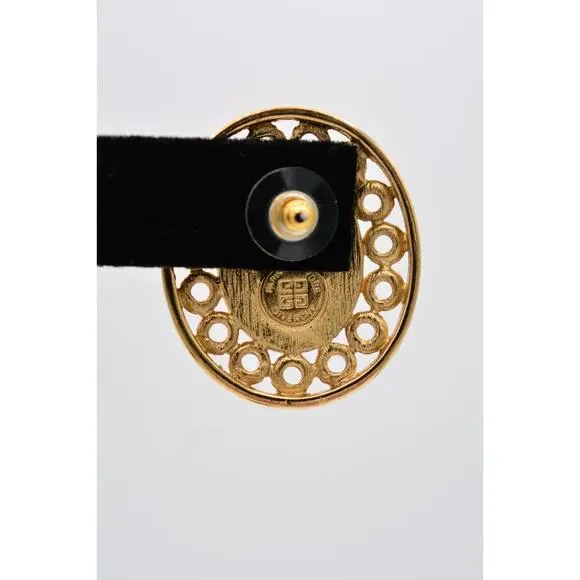 Givenchy Vintage Cabochon Earrings Red Oval Gold Chunky Signed Retro 1980s BinAZ - Picture 10 of 12